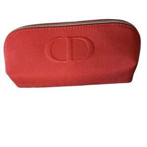 New Dior Beauty red canvas cosmetic makeup bag/pouch.